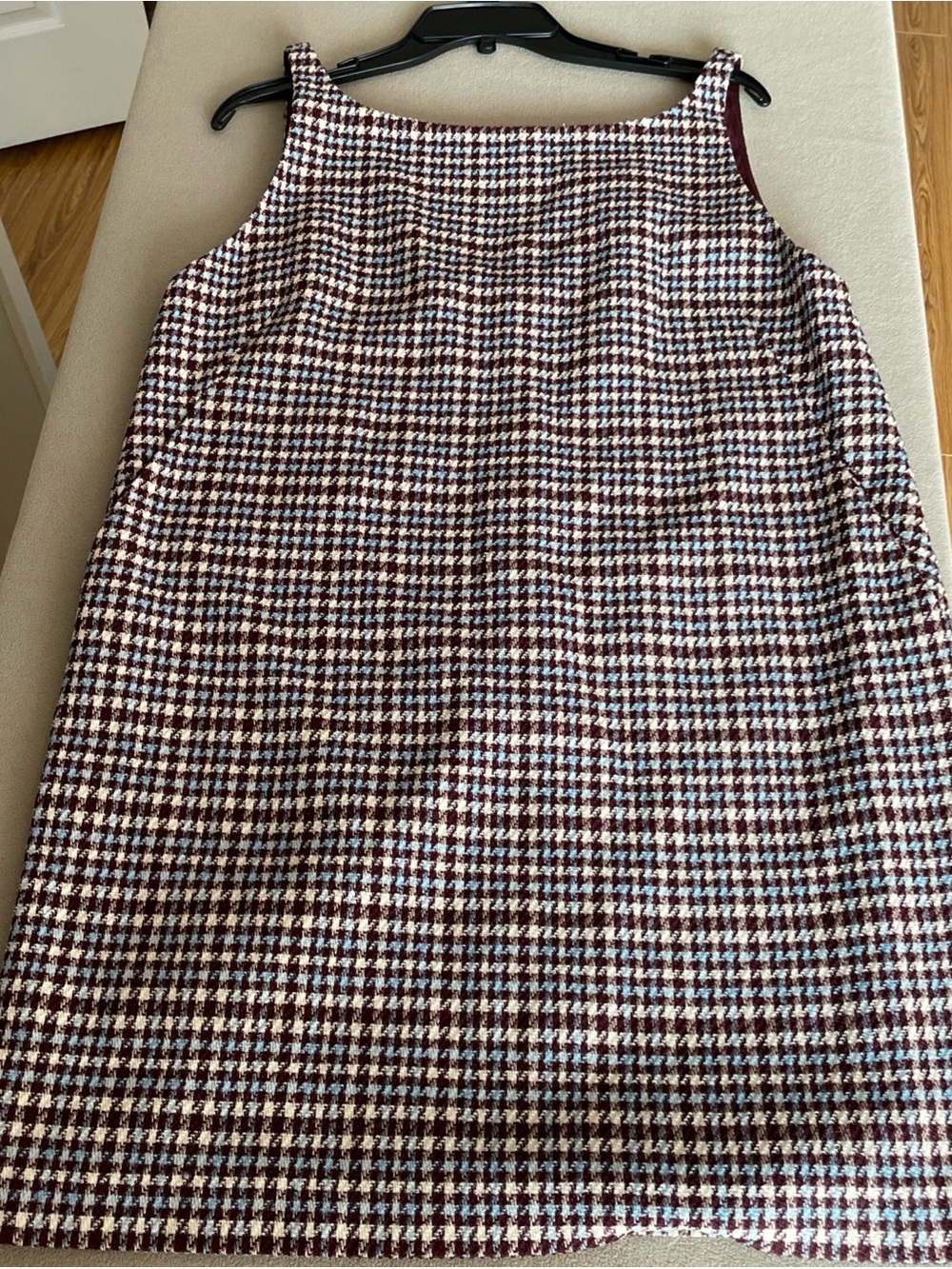$425 Rebecca Taylor Women's Wool/Cotton Techy Houndstooth Shift Dress Size 12